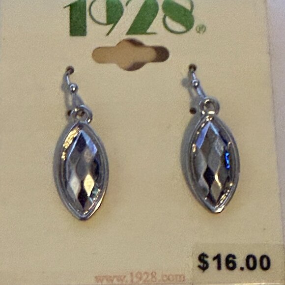 1928 BRAND Faceted Silver Tone Dangle Drop Earrings - Picture 2 of 3